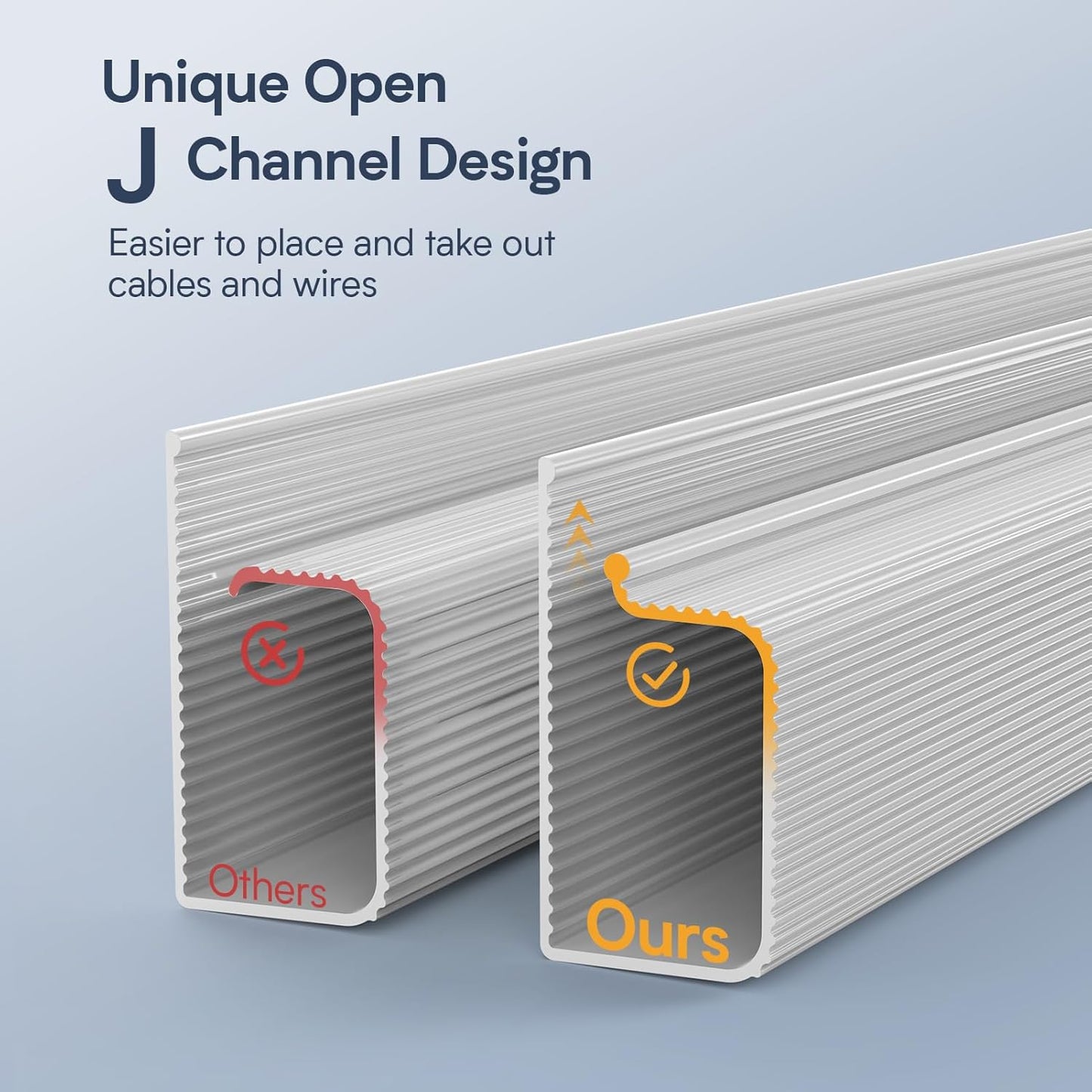 DELAMU 4 Pack Cable Management Under Desk - Office & Home Cable Organizer,J-Channel Cable Management for Clutter-Free Environment,Cable Management Kit,Cord Organizer for Desk,Cord Management,4X15.7in