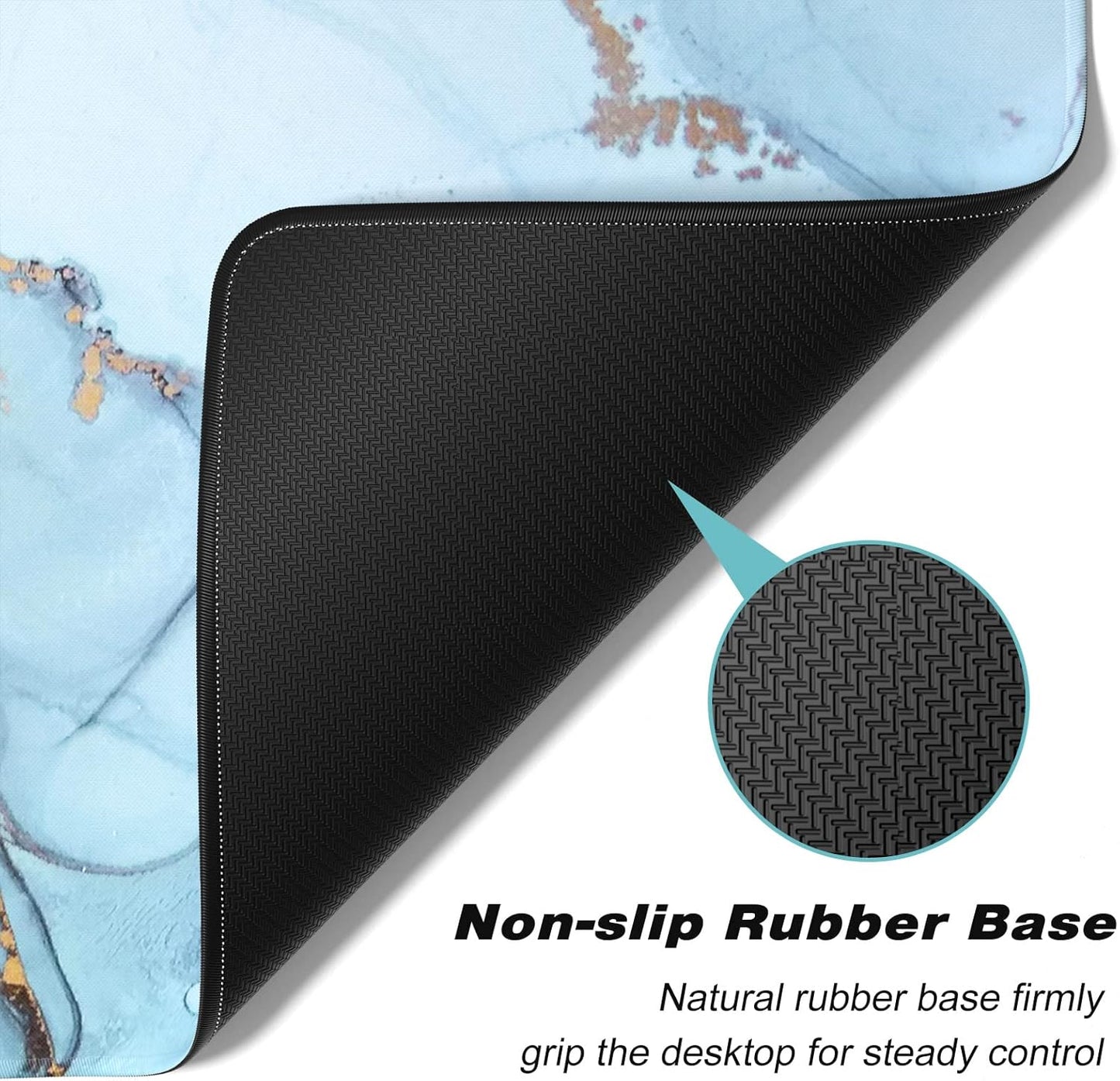 Extended Large Mouse Pad, XXL Gaming Desk Pad 31.5 x 15.7 Inch, Big Computer Keyboard Mousepad, Waterproof Mouse Mat with Stitched Edges and Non-Slip Base for Office Gaming, Blue Marble