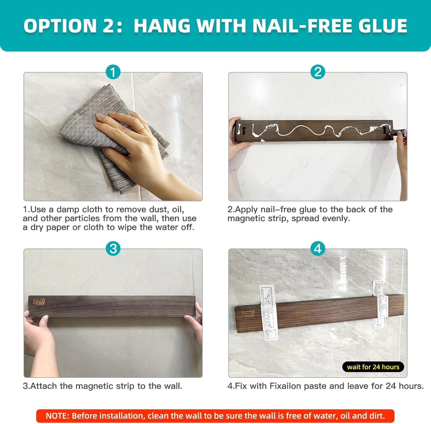 FINDKING Ash Wood Magnetic Knife Strip, Magnet Utensil Holder for Wall, Refrigerator, Wooden Rack for Kitchen Knives, No Drill (Dark Brown, 12 Inches, Without Knives)