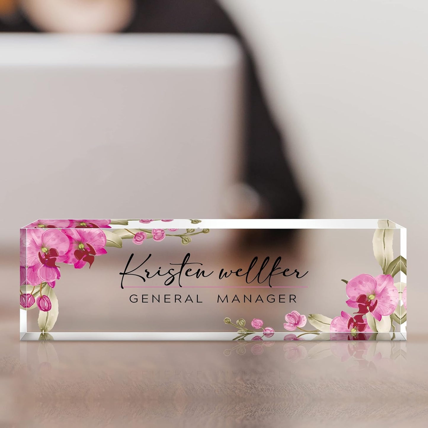 Desk Name Plate Personalized | Custom Name Plates for Desks | Office Gifts for Coworkers, Boss, Employee, Teacher, Social Worker | Office Desk Decor - (8" x 2.5")