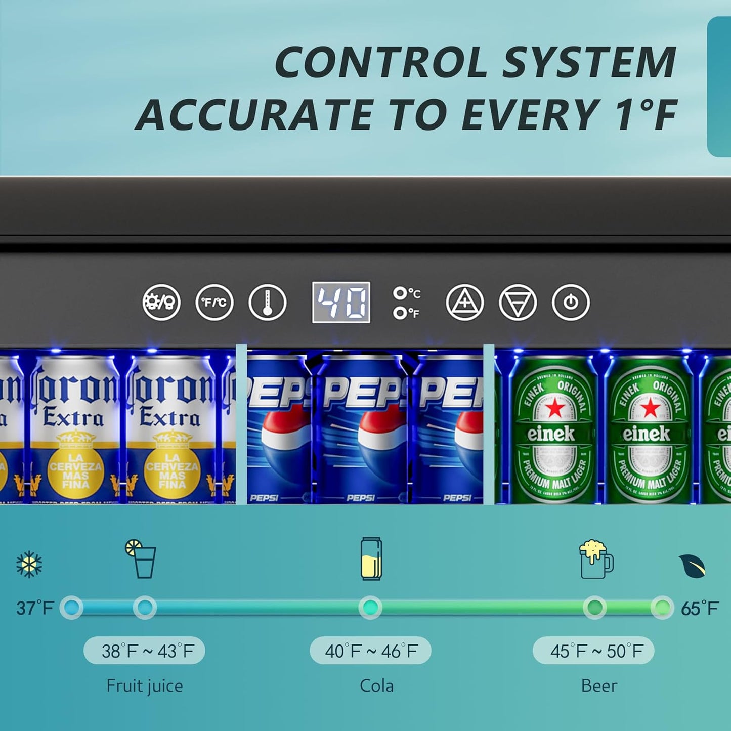 EUHOMY 24 Inch Beverage Refrigerator, 180 Can Built-in Beverage Cooler, Under Counter Beer Fridge with Glass Door for Soda, Water, Wine - For Kitchen, Bar or Office