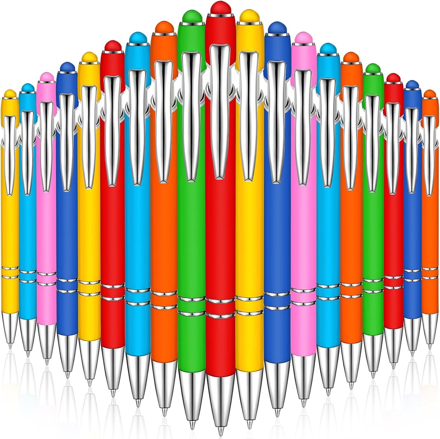 Zonon 38 Pieces Rubberized Ballpoint Pen with Stylus Tip Stylish Metal Pen Capacitive Styli with Soft Rubberized Grip, Black Ink for Most Devices(Chic Colors)