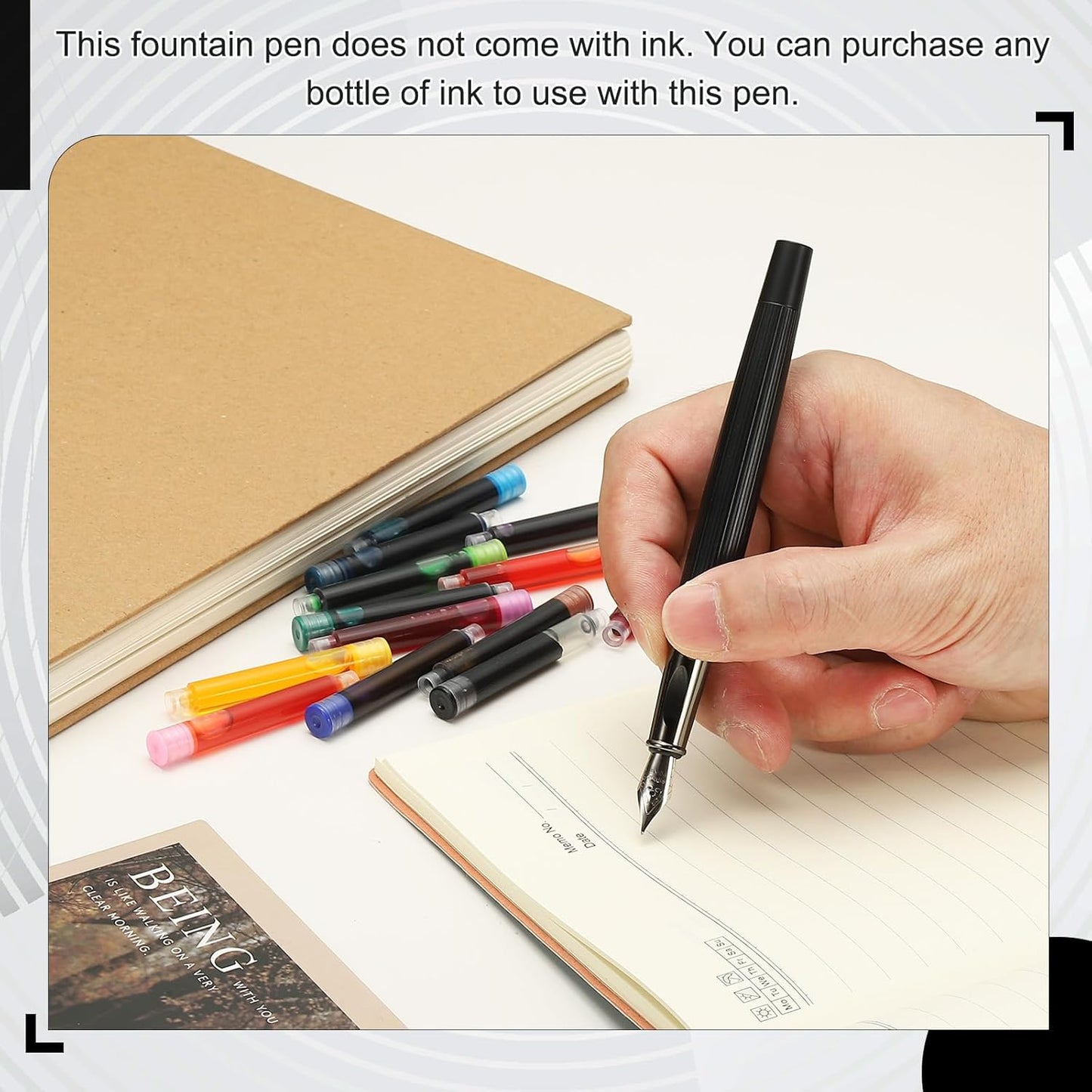 PATIKIL 60Pcs Fountain Pen Ink Cartridges, 3.4mm Bore Diameter Pen Ink Refill Standard International Refill Cartridges for Writing Business, Black