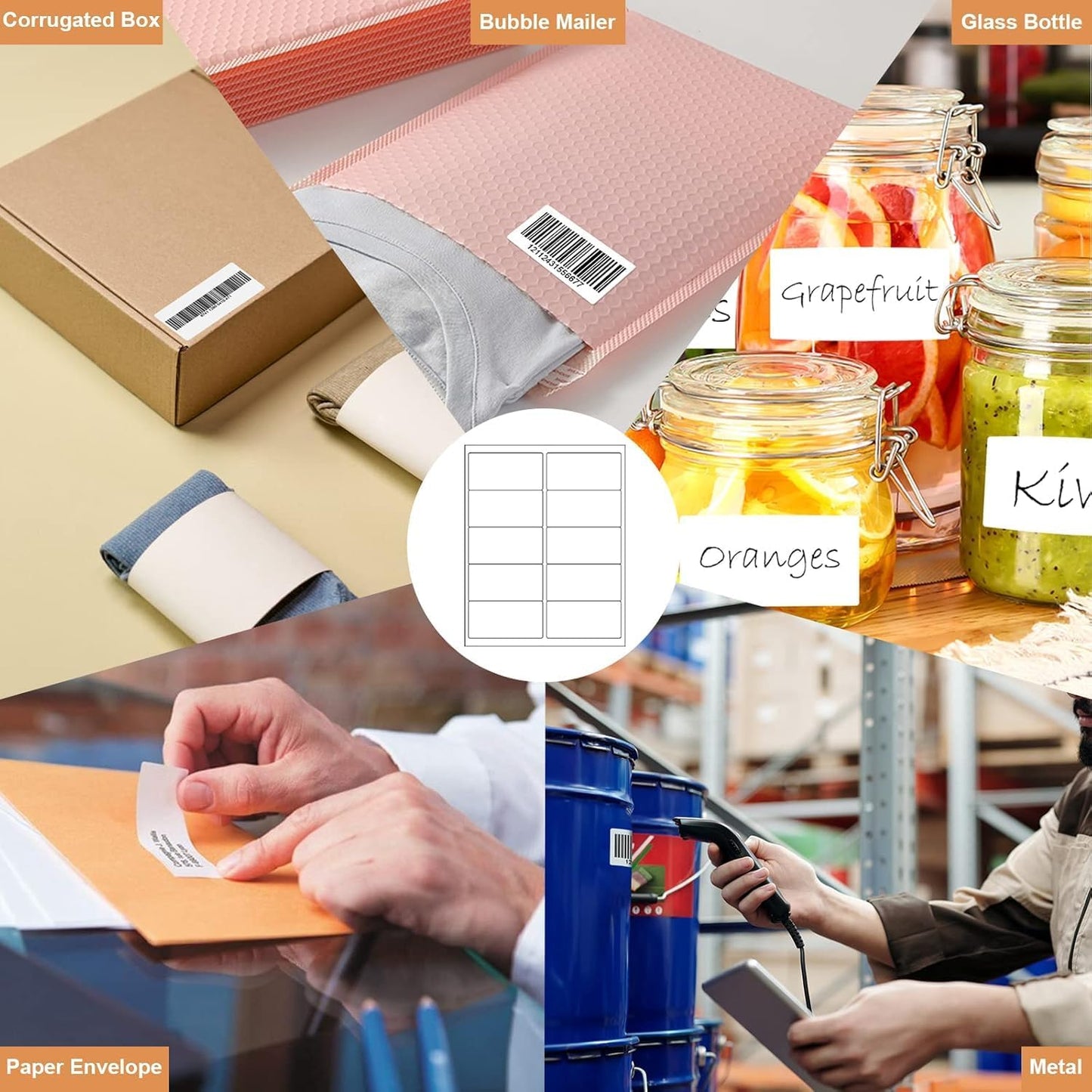 10up 50 Sheets Sticker Labels Compatible Laser/Ink Jet Shipping Labels, 2" X 4" Labels for Shipping/Mailing (500 Labels)