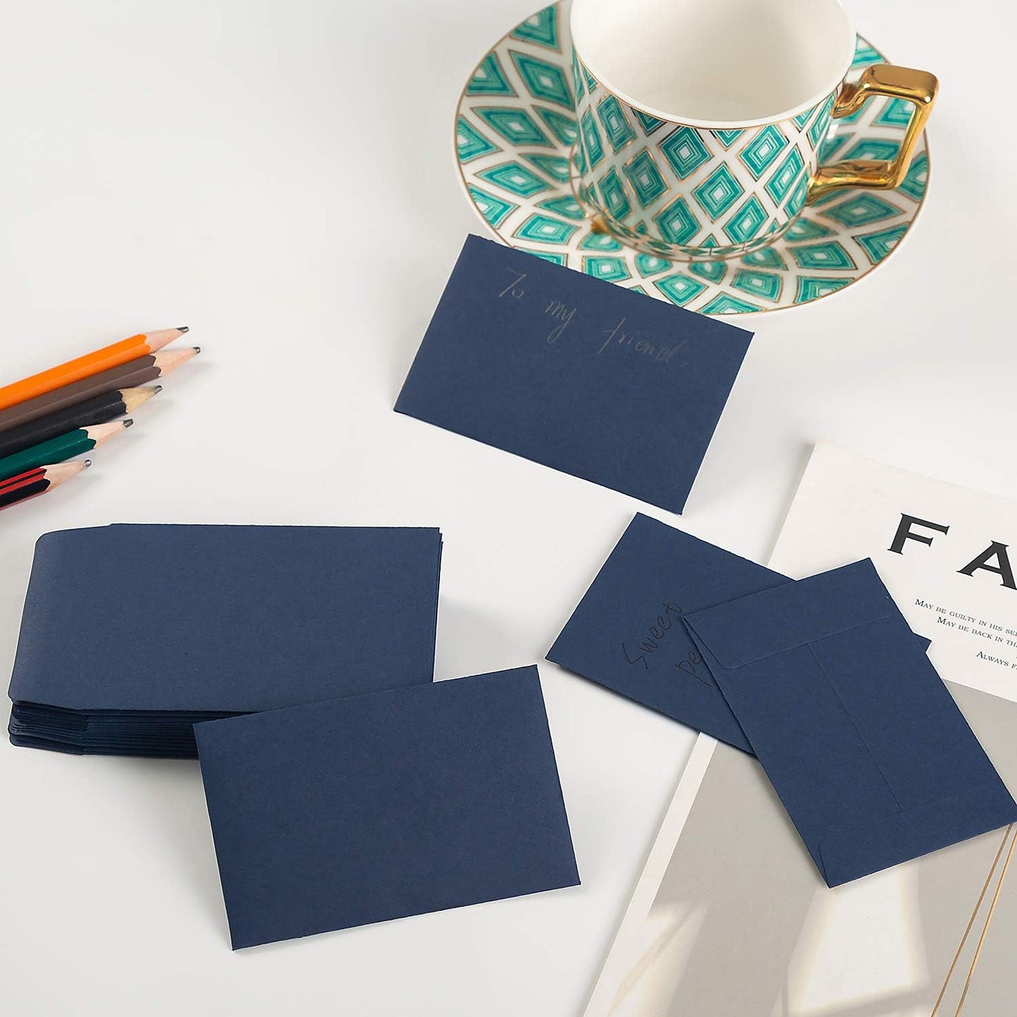 100 Pack Small Coin Envelopes Self-Adhesive Kraft Paper Seed Envelopes Mini Parts Small Items Stamps Storage Packets Envelopes for Garden, Office or Wedding Gift (Navy Blue, 2.25×3.5 inch)