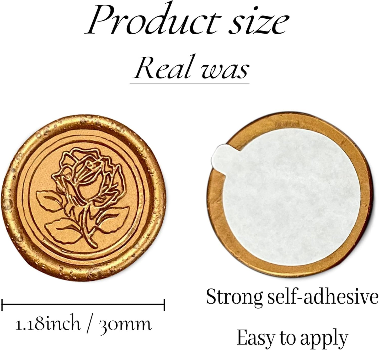 100Pcs Wax Seal Stickers Handmade Envelope Seals Self Adhesive Wax Stickers for Wedding Party Invitations, Envelope, Gift Wrap, Christmas(Rose Style, Antique Gold)