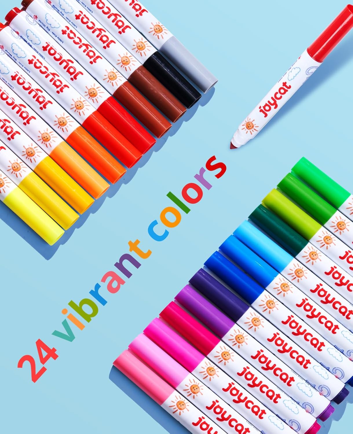 JoyCat 24 Count Washable Markers for Kids, 24 Colors Washable Markers Set with Carrying and Storage Case, Coloring Marker Bulk for Boys Girls, School Classroom Supplies