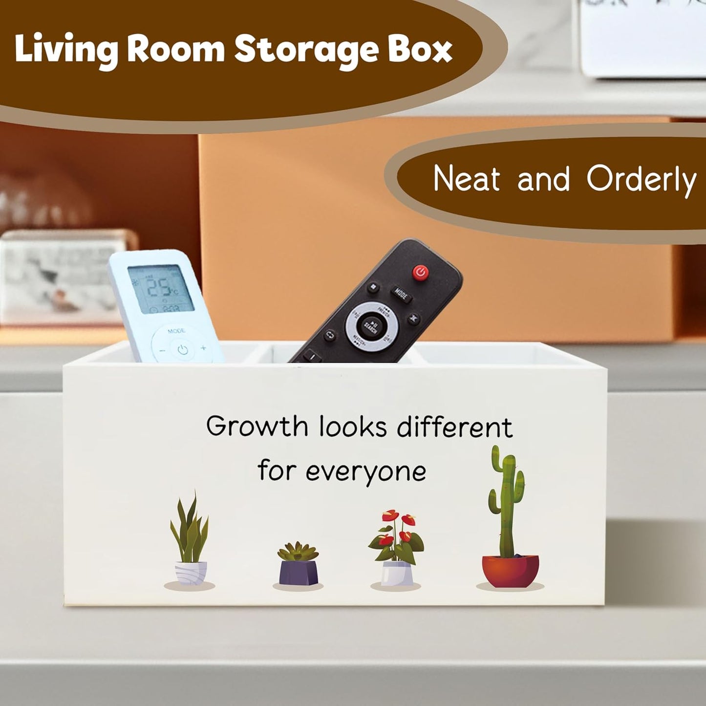 Growth Looks Different for Everyone Inspirational Mental Health Pen Holder for Desk, Motivational Plant Wooden Pen Pencil Holder Organizer for Therapist Counselor Office Desk Accessories