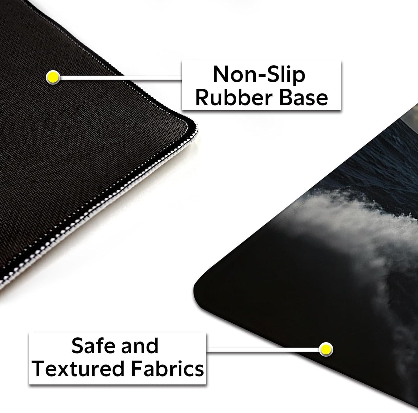 Funny Black Cat Mouse Pad, Abstract Quirky Cat and Shark Mousepad - Large Non-Slip Desk Mat for Office, PC & Laptop - 35.5"x15.7" x 3mm