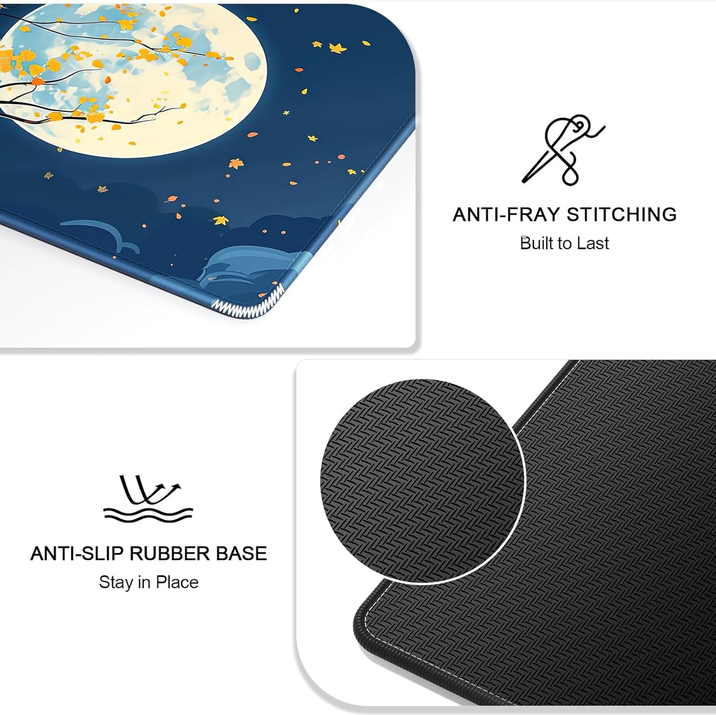 Auhoahsil Large Gaming Mouse Pad, Nature Theme XXL 35.4 x 15.7 in Desk Pad Stitched Non-Slip Rubber Long Computer Mousepad Thin Extended Full Size Desk Mat for Desktop Laptop Wireless Mice, Maple