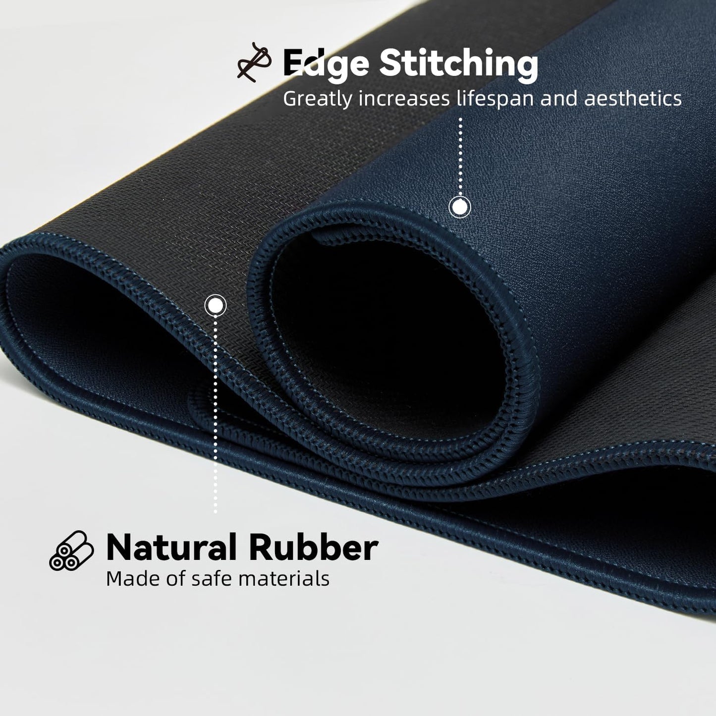 Waterproof Large Gaming Mouse Pad with Durable Stitched Edges, Non-Slip Rubber Base, Smooth Surface Mouse Mat Desk Pad for Home Office Gaming, 31.5"x11.8"x0.12", Dark Blue