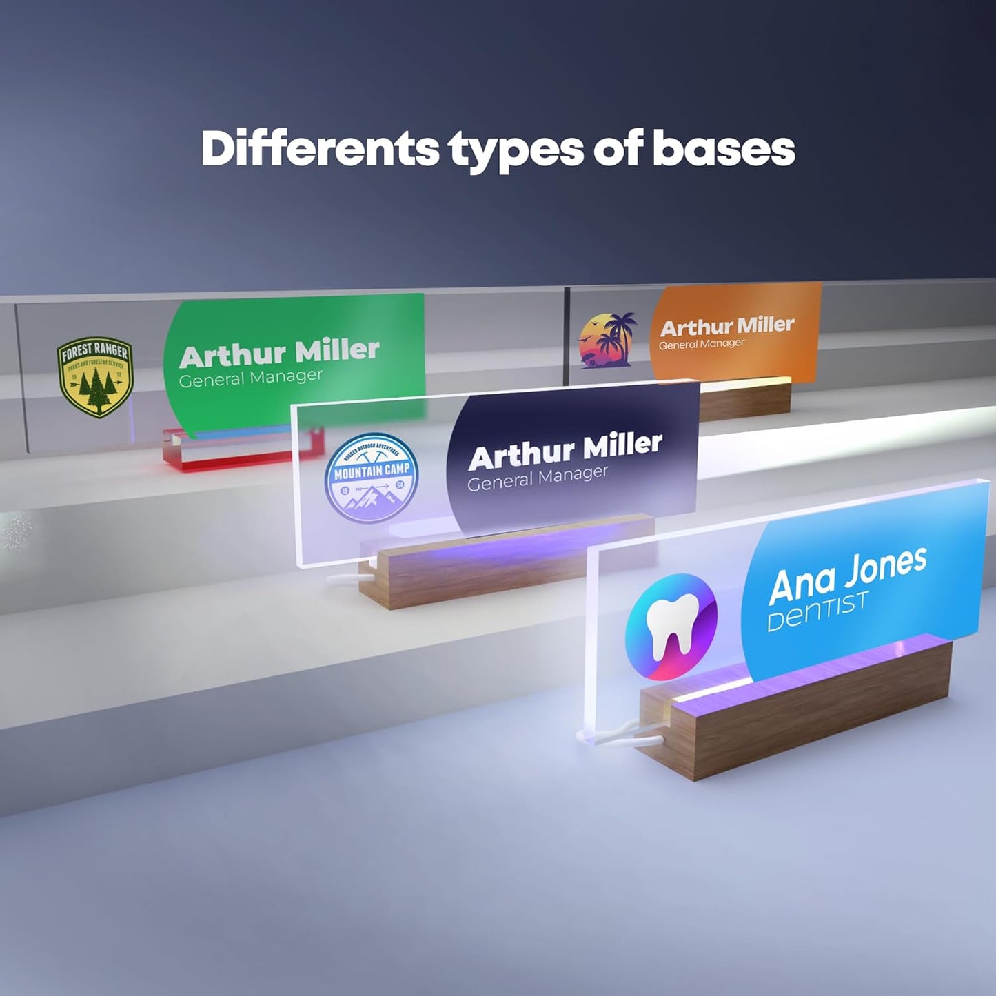 EGD Acrylic Desk Name Plate Personalized with Logo I Custom Office Desk Accessories I Custom Name Plate with Color Options I Cute Office Decor (10 x 3.5 Inch) (2. Acrylic with Logo)