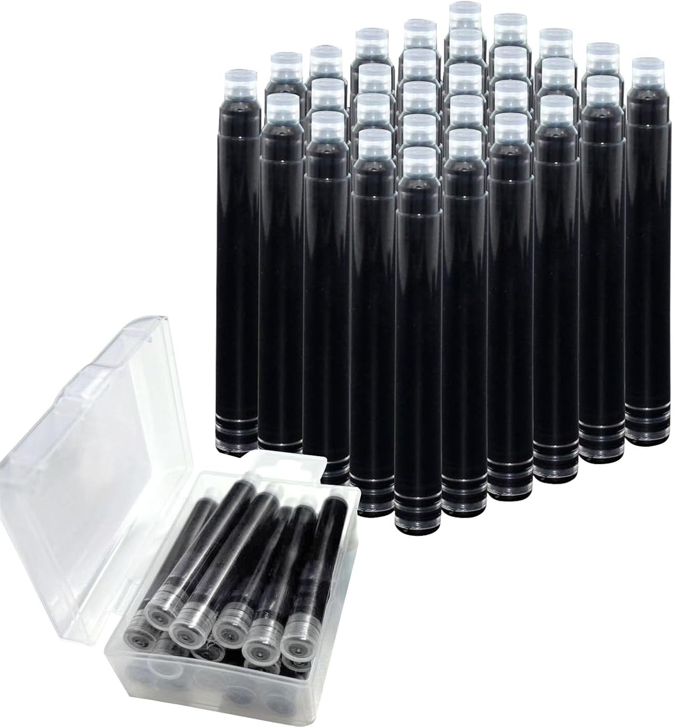 Blue/Black Pen Ink Cartridge Fountain Pen Cartridges Refillable Fountain Pen Cartridge, 3.4 mm Bore Diameter (No Erasable Black)