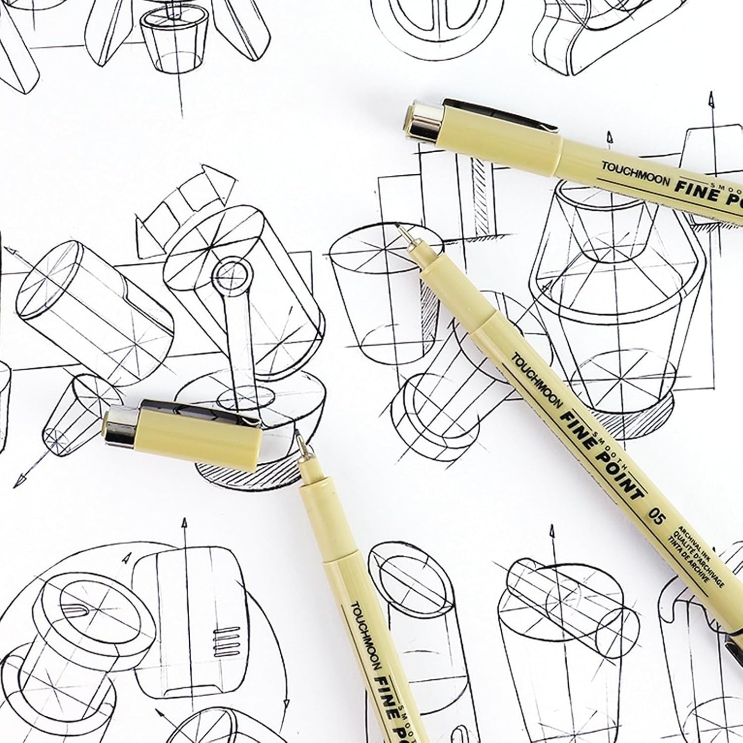 12 Pack Fineliner Drawing Pens – Black Waterproof Micro Line Ink Pens with Assorted Tip Sizes (005 to BR) for Manga, Sketching, Journaling & Technical Illustration