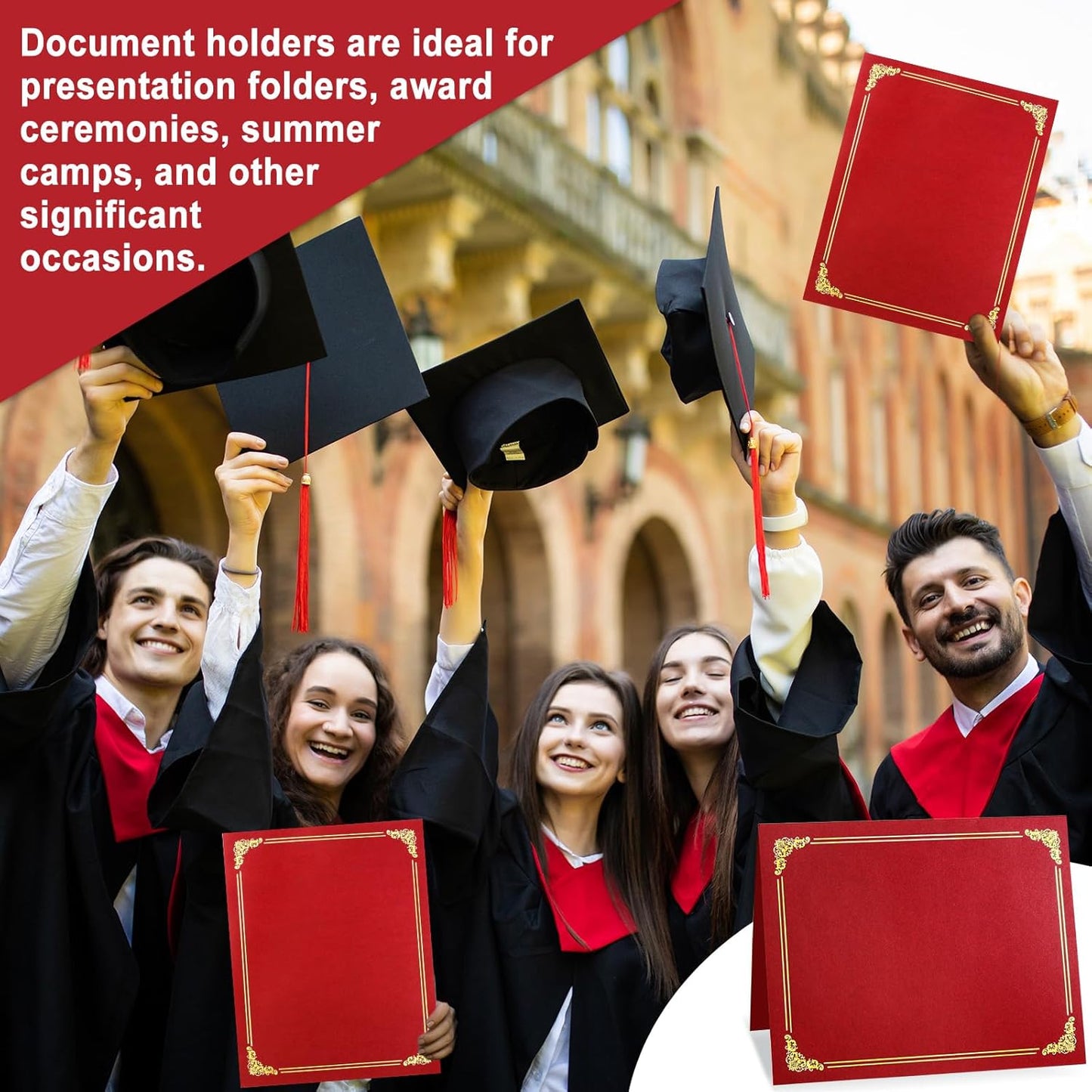 gisgfim 100Pcs Certificate Holders Diploma Covers Single Sided Gold Foil Border Award Certificate Covers for Letter Size 8.5x11 Certificates Cardstock Document Papers Storage Organizer (Red)