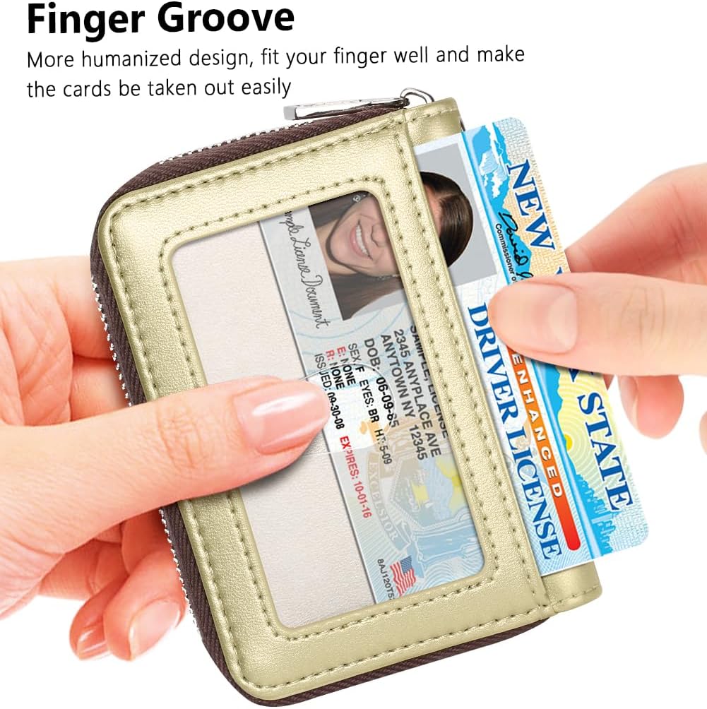 FurArt Zipper Wallet Women, RFID Blocking Credit Card Wallet, Business Card Holder, Compact Size KeyChain Wallet