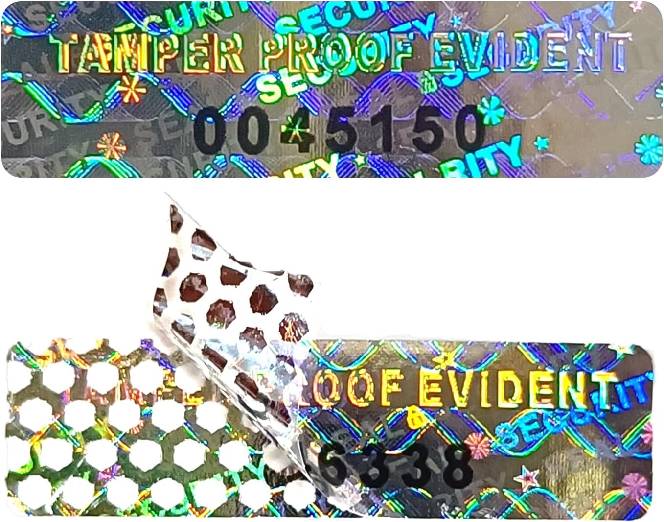 1300pcs Tamper evident Hologram Stickers Original Security Labels Warranty Void Seal Tamper Proof Sticker with Unique Serial Number 1x0.3inch