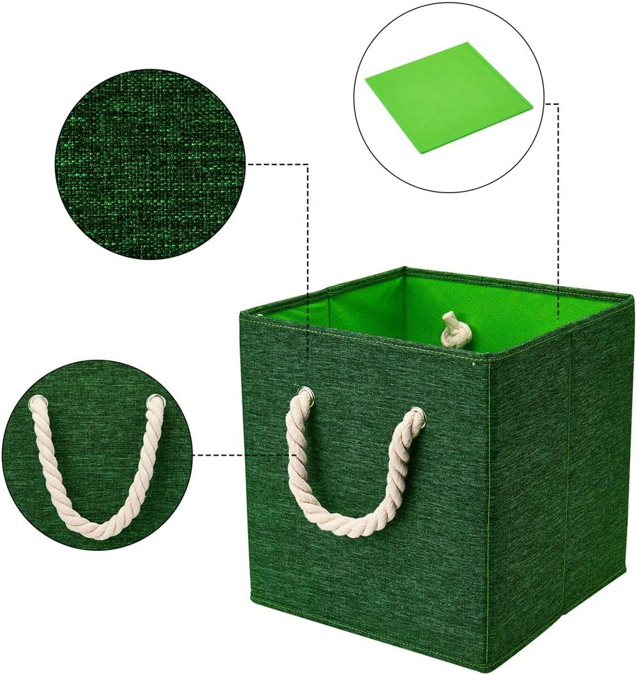 Green Foldable Fabric Cube Storage Bins Cube Storage Organizer Bins Storage Cubes Basket Drawers Organizer Decroative Storage Box Fabric Storage Cubes Baskets for Organizing Closet Shelves ,Q-ST-51-4