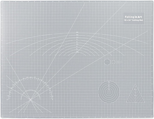 Falling in Art Self Healing Cutting Mat, 18x24" Cutting Mats for Sewing, Double-sided 5-Ply Fabric Cutting Board for Crafting, Quilting and Sewing Projects, White