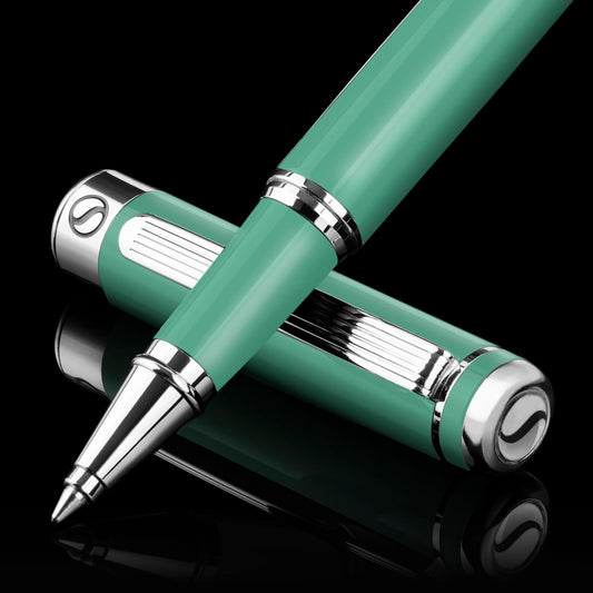 Scriveiner Mint Green Rollerball Pen - Stunning Luxury Pen With Chrome Finish, Schmidt Ink Refill, Best Roller Ball Gift Set for Men & Women, Professional, Executive Office, Nice Pens