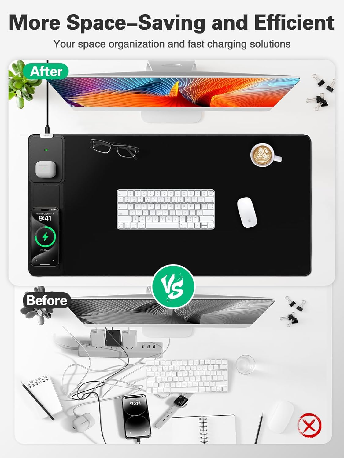 Mouse Pad, Office Desk Mat, Large Gaming Mousepad with Superior Micro-Weave Cloth, XXL Desk Pad with Stitched Edges, Non-Slip, Waterproof Writing Keyboard Pad for Gamer, Laptop, Work & Home