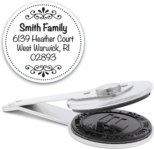 Custom Monogram Address Desk Embosser - Personalized Round Seal - Insert Only - Style EMD-027