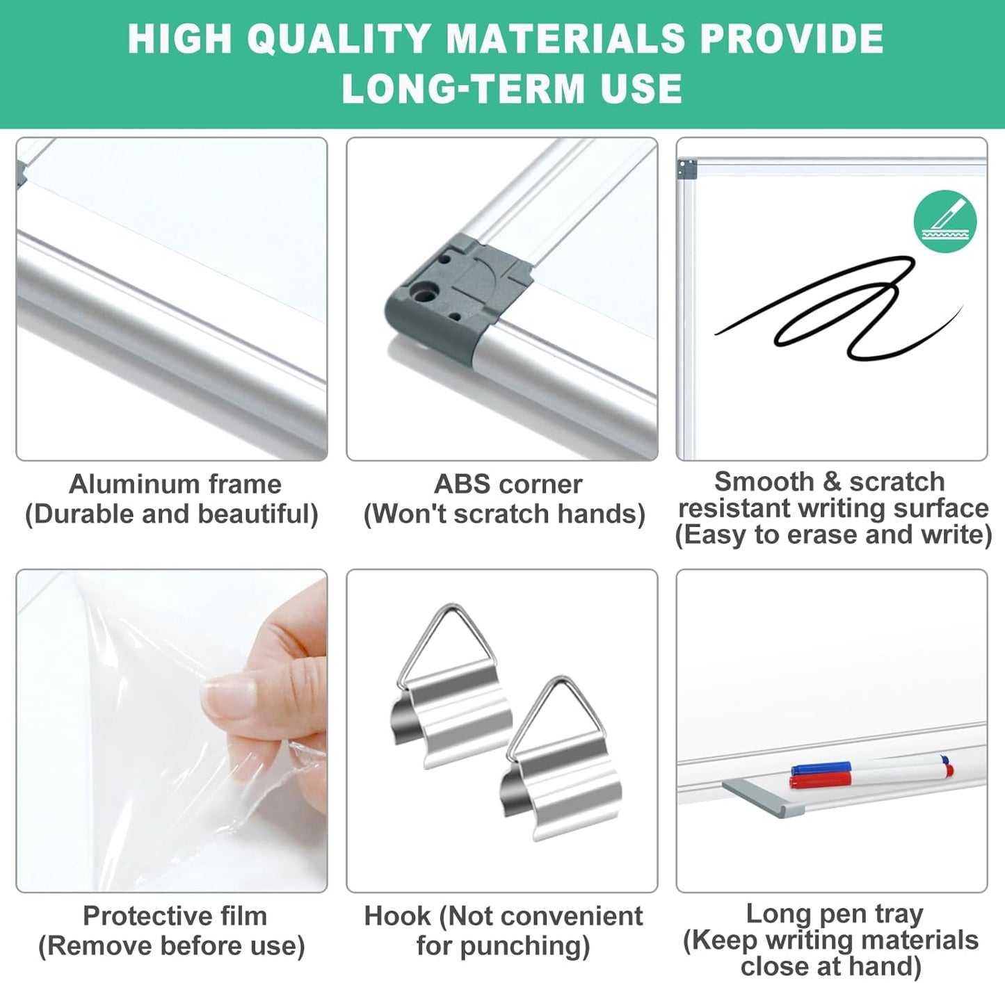 H-Qprobd 3' x 2' Whiteboard Dry Erase White Board for Wall 36x24 (3pcs) Magnetic Boards for Office Classroom & Home, Small Wall Whiteboard Including 6 Markers, 20 Magnets, 2 Erasers