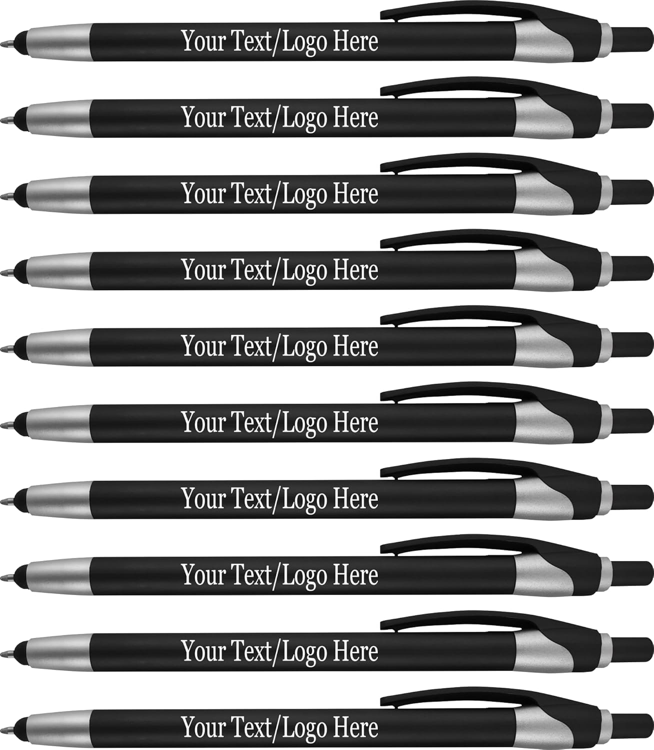 Personalized With your Custom Logo or Text Pens-Pack of 450- for Marketing, Parties, and Events, 2 in 1 Capacitive Stylus & Ballpoint Pen Compatible With Touchscreen Devices, Black Ink, Black Pens