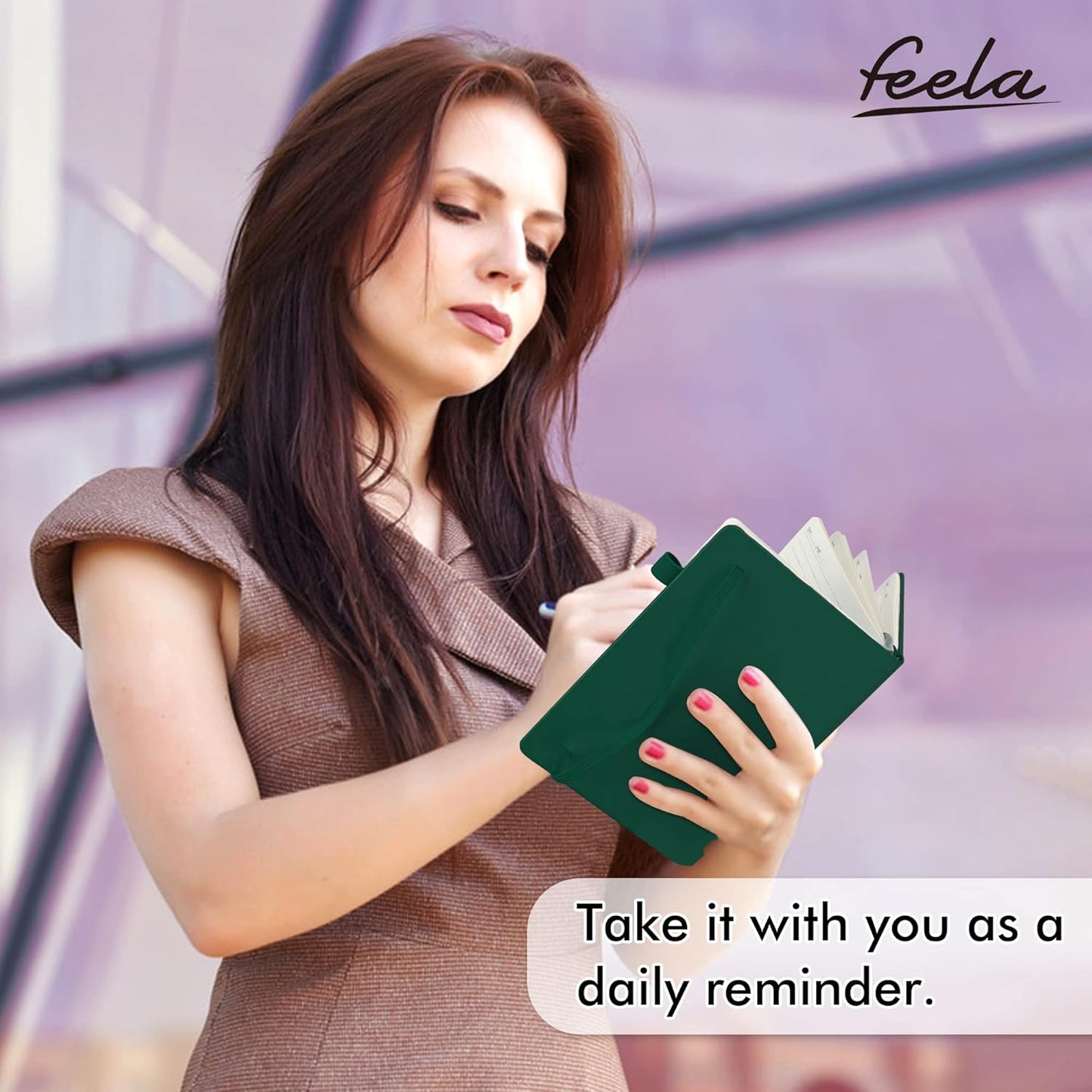 feela 12 Pack Notebooks Journals Bulk with 12 Black Pens, A5 Hardcover Notebook Classic Ruled Journal Set with Pen Holder for School Business Work Travel Writing, 120 GSM, 5.1”x8.3”, Dark Green