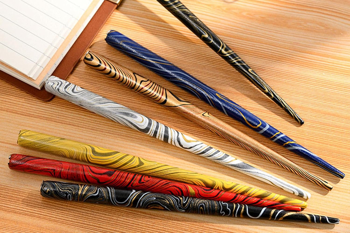 Gullor Wooden Dip Pen Calligraphy Set with Black Ink & 6 Nibs for Beginners, Kids, Writing, Signatures and Drawing, Red