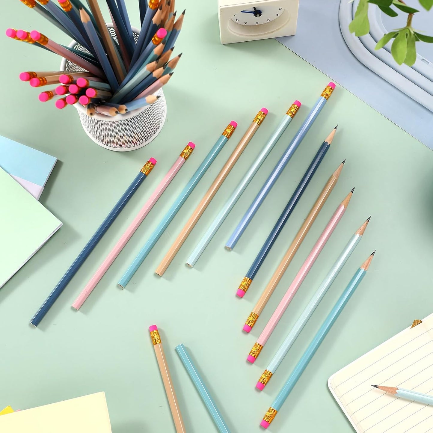 TecUnite 120 Pcs #2 HB Pencils with Eraser No 2 Unsharpened Wooden Hexagonal Pencils for Adults Gifts for School Exam art Learning Office Sketching(Morandi Colors)