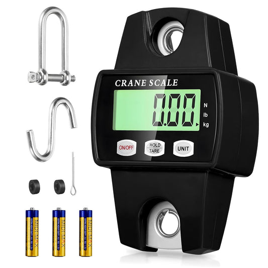 Digital Hanging Scale, 1102lb Crane Scale, 500kg Black Digital Electronic Weighing Scale with LCD Display for Hunting, Outdoor, Bass Fishing, Big Game, Farm