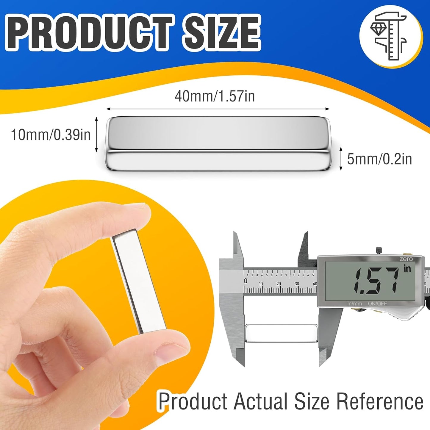 Grtard 20 Pack Neodymium Magnets - Extra Strong Rare Earth Powerful Rectangular Magnets for Crafts, Cruise, Fridge, Industrial and Home Organization - 40x10x5mm