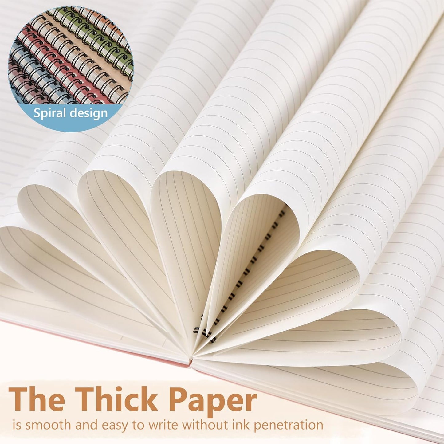 Fuutreo 12 Pcs Spiral Notebook for Work A5 8.3 x 5.7 Inch College Ruled Spiral Journal Notebook Kraft Cover Ruled Paper, 12 Color, 60 Sheets, 120 Pages for Office School(Earthy Color)