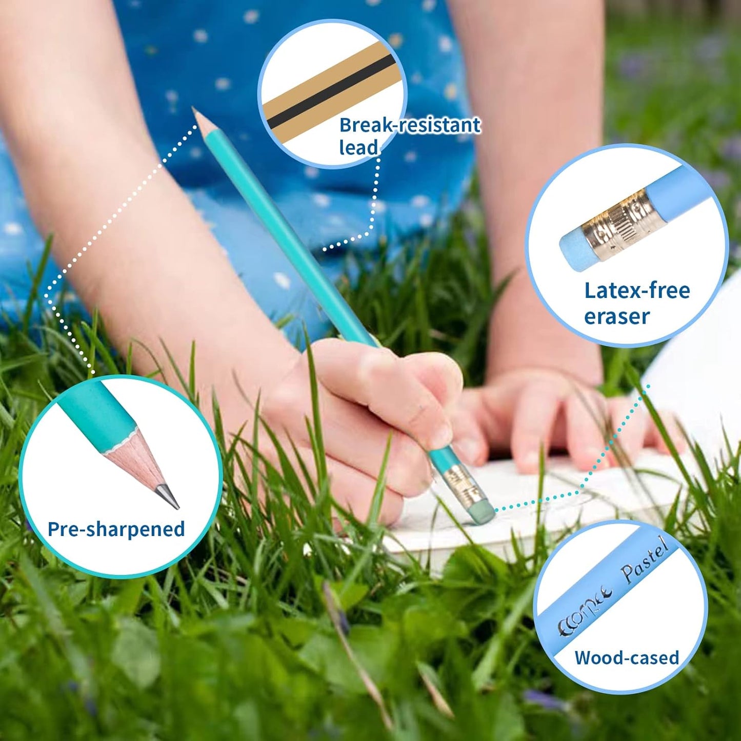 ECOTREE Pencils #2 Pre-Sharpened Pencils for Kids Number 2 Pencil with Erasers for School, Writing, 12 Count