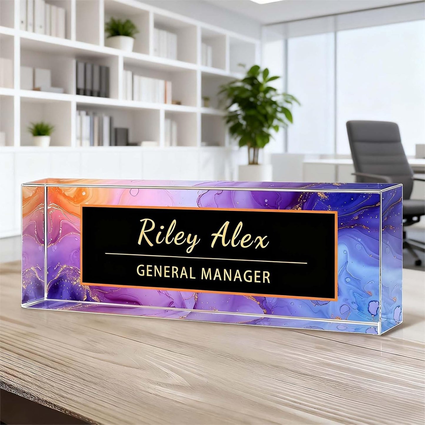 Desk Name Plate Personalized, Office Decor Cute Desk Accessories for Employee Appreciation Gifts Office Gifts for Boss, Teacher (S1)