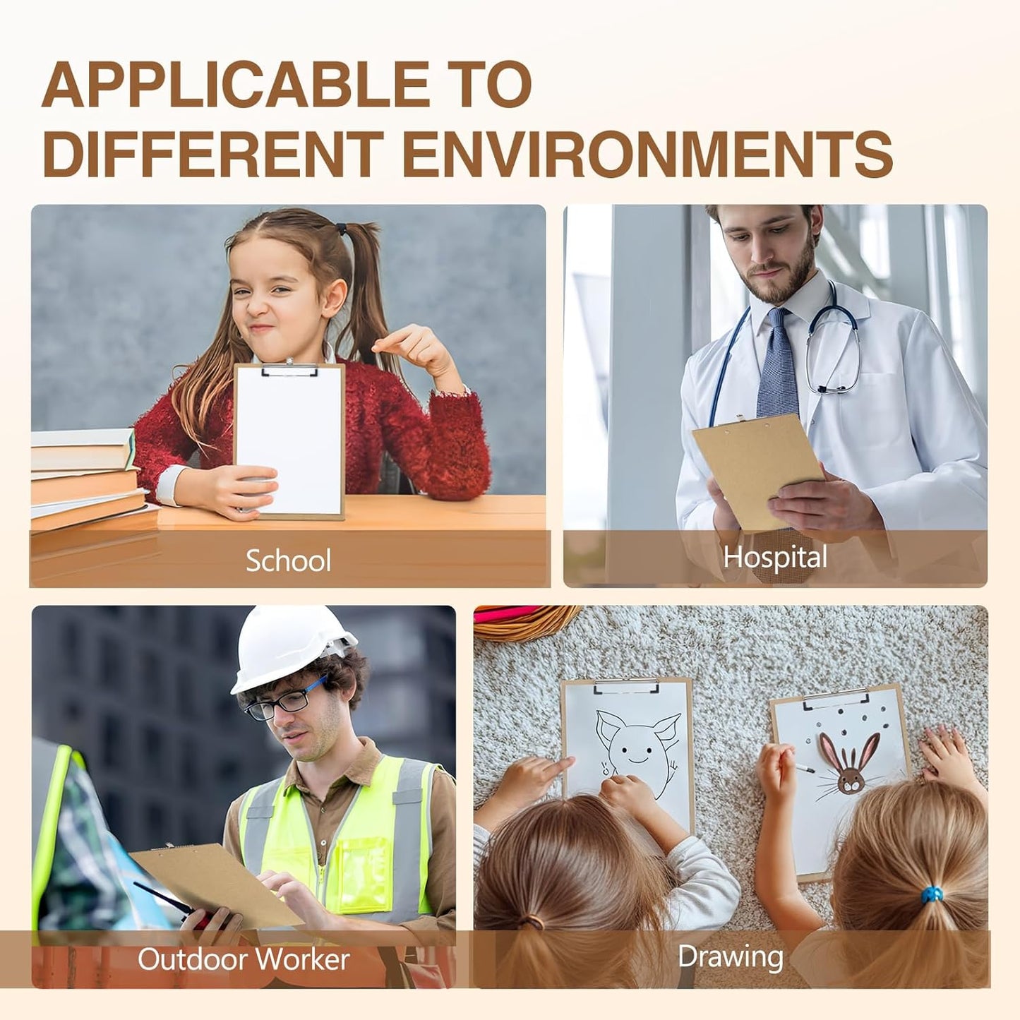 HappyHapi Mini Clipboards 32 Pack Memo Size 6 x 9 Inches Bulk Small Clip Boards for Classroom School Supplies, Eco-Friendly Wood Hardboard A5 Low Profile with Hang Tab for Home, Office, Traveling