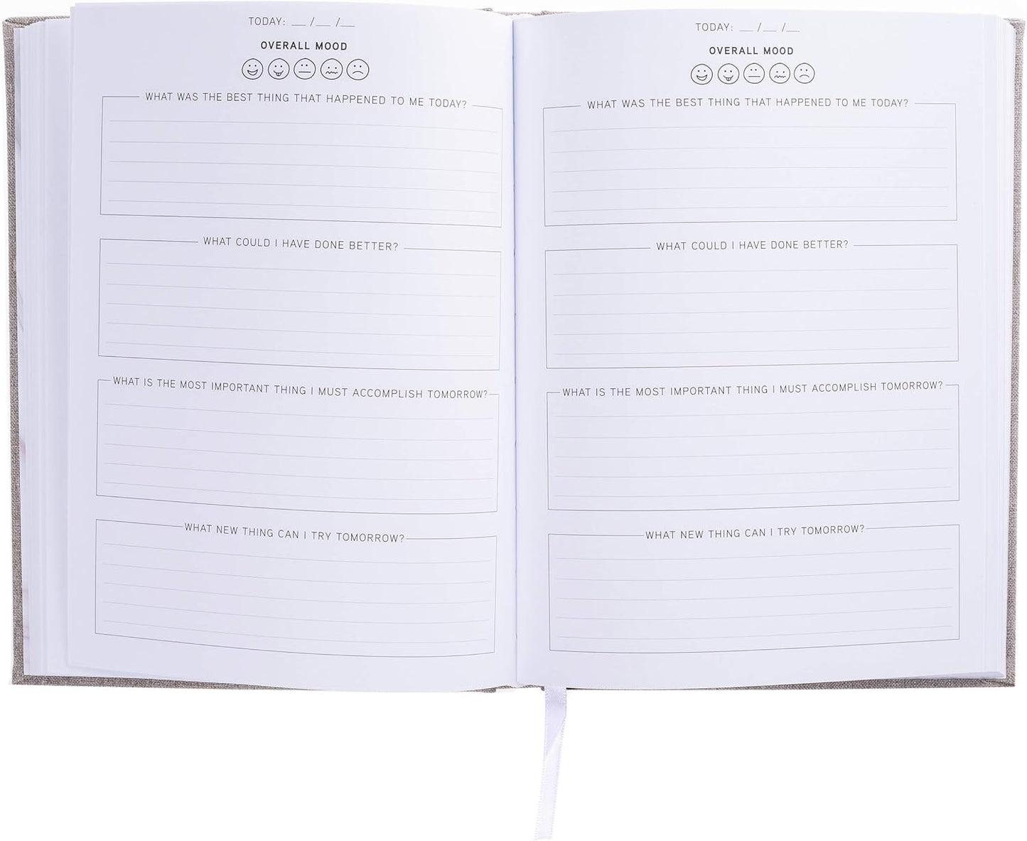 Graphique Self-Care Journal - Positive Mind - 256 Pages - Weekly Quote & Daily Fill in Interiors - Hardbound Fabric Cover - Ribbon Marker (6" x 8")