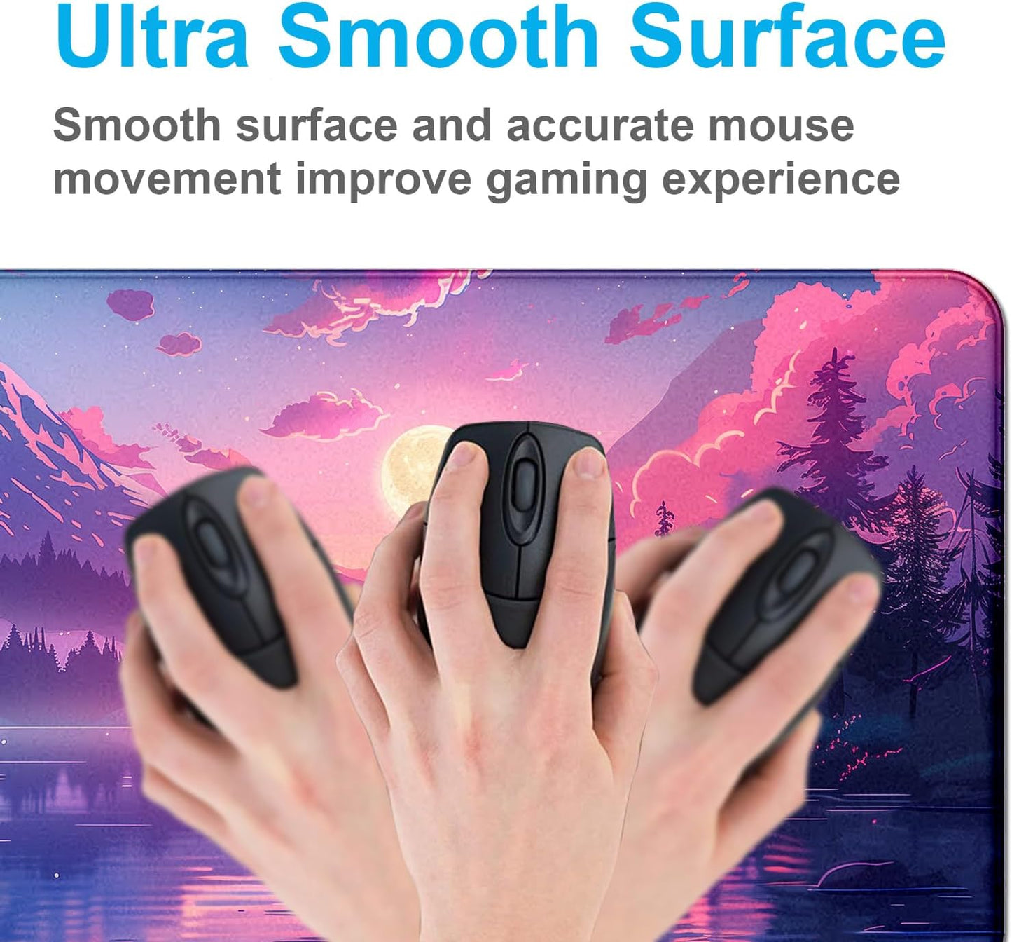 Sunset Mountain Scenic XXL Extended Mouse Pad, Fuji Mountain Large Laptop Pad, Waterproof, Non Slip, Game Office Sewn Table Pad 35.4 x 15.7 x 0.12 Inches