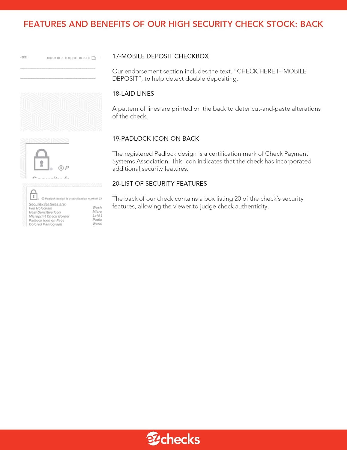 EZ Checks High Security Check Paper with Hologram & 20 Security Features | 500 Sheets | QuickBooks Compatible (Blue/Maroon, Check at Top)