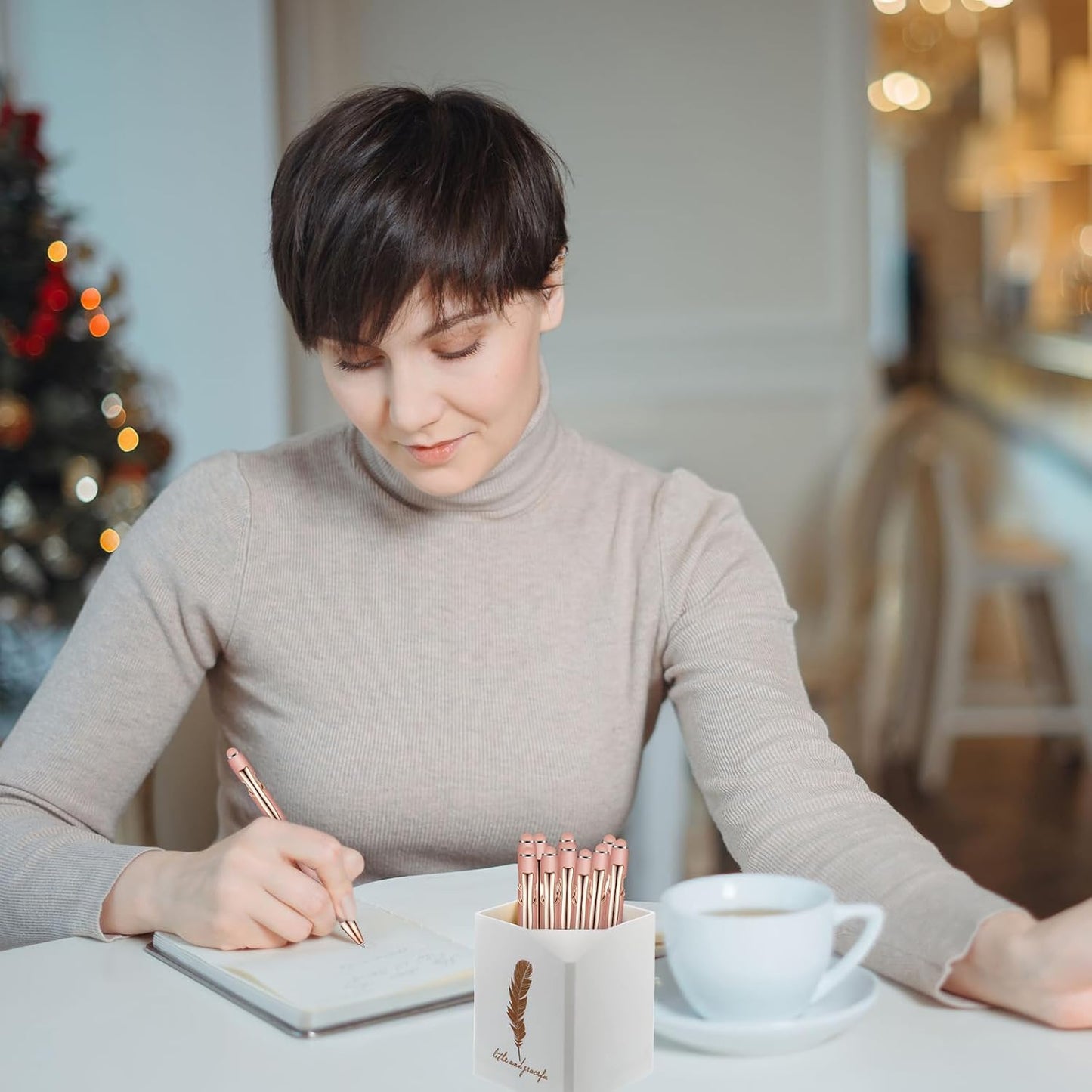 Zonon 38 Pieces Rubberized Ballpoint Pen with Stylus Tip Stylish Metal Pen Capacitive Styli with Soft Rubberized Grip, Black Ink for Most Devices(Rose Gold)