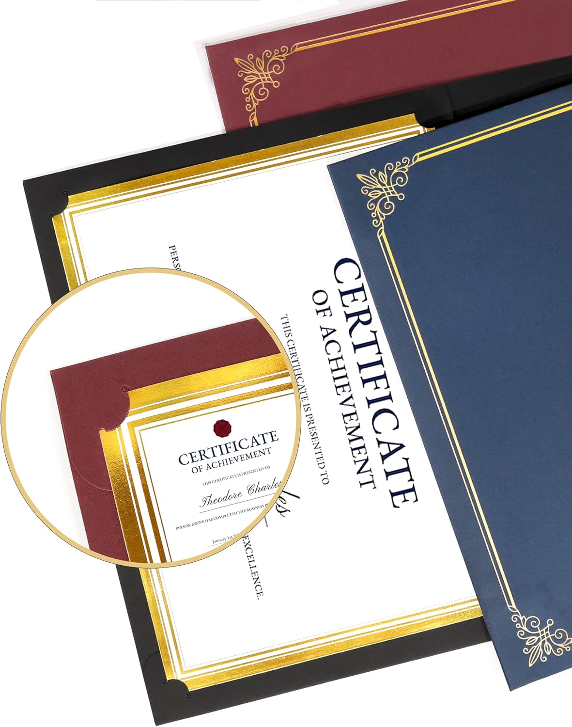 GNL Certificate Holders - 25 Packs Burgundy Diploma Holders, Certificate Covers with Gold Foil Border, for Letter Size 8.5 x 11 Certificate Paper, Award, Graduation, Documents