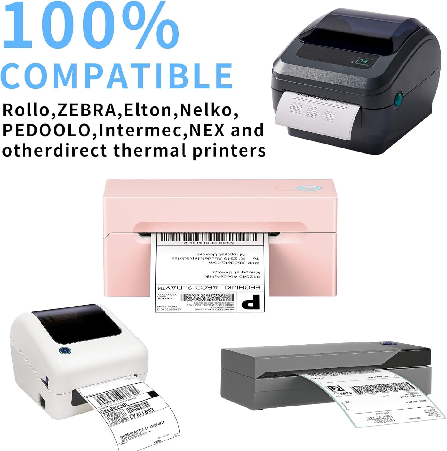 Direct Thermal Label-Shipping Label 4x6-NefLaca Thermal Printer Sticker 4"x6"-Mailing Label,Compatible with Rollo,Nelko,Zebra. MUNBYN Printer,Fanfold Shipping Label(4 Packs of Total 8000 Labels)