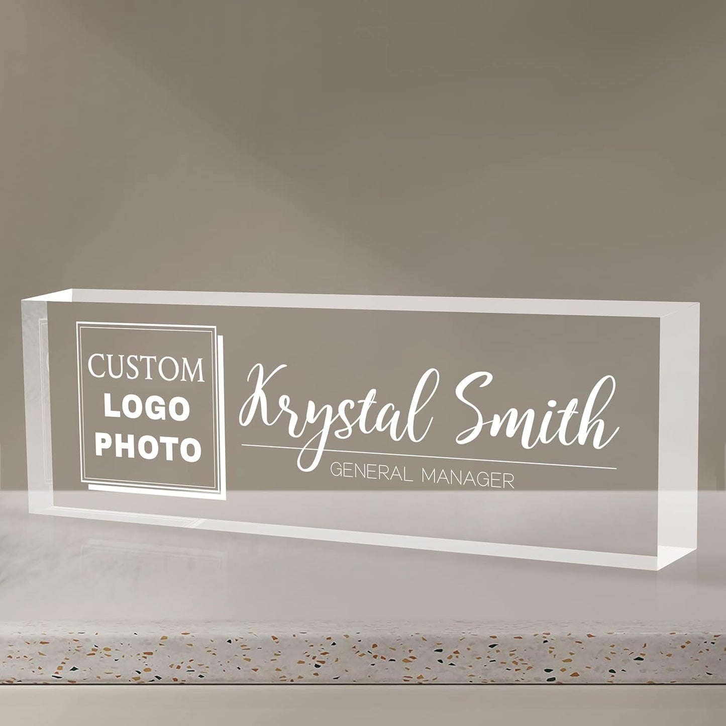 Custom Name Plate for Desk | Personalized Logo Desk Name Plate | Personalized Boss Employee Teacher Appreciation Gifts | Acrylic Name Plate Office Desk Accessories