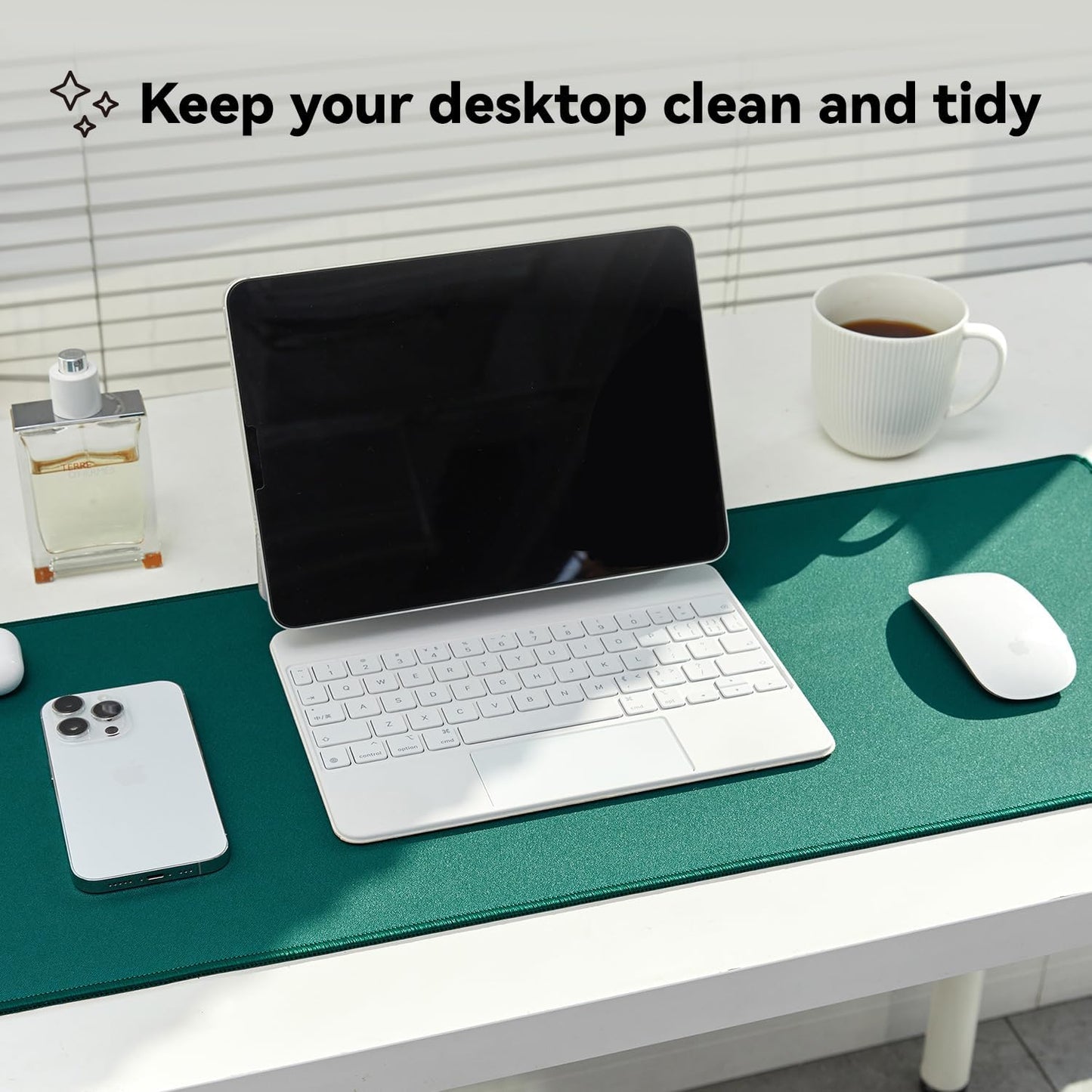 Waterproof Large Gaming Mouse Pad with Durable Stitched Edges, Non-Slip Rubber Base, Grainy Jacquard Mouse Mat Desk Pad for Home Office Gaming, 15.74"x35.43"x0.12", Green