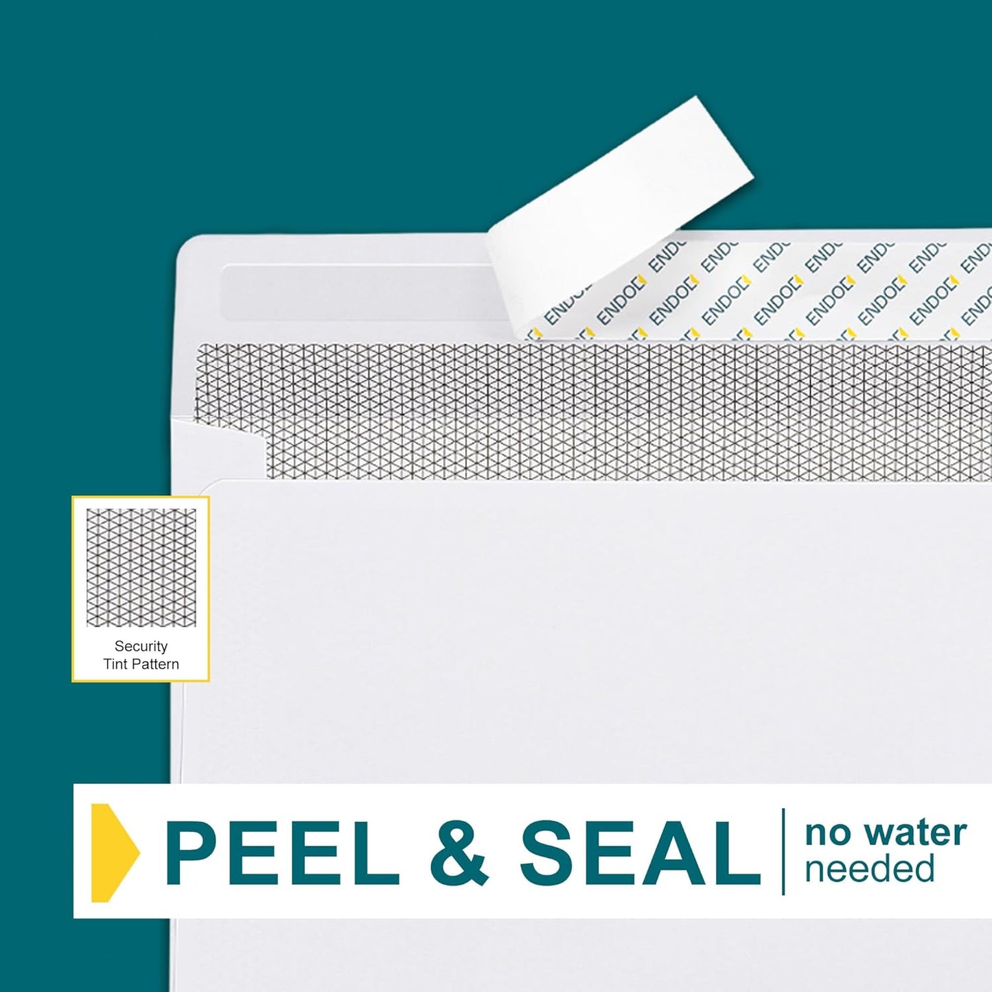 EnDoc 500#8 Double Window Check Envelopes Self Seal, 3 5/8 x 8 5/8" Security Envelopes for QuickBooks Checks, Business Envelopes with Privacy Tinted Pattern, Bright White 24lb Paper