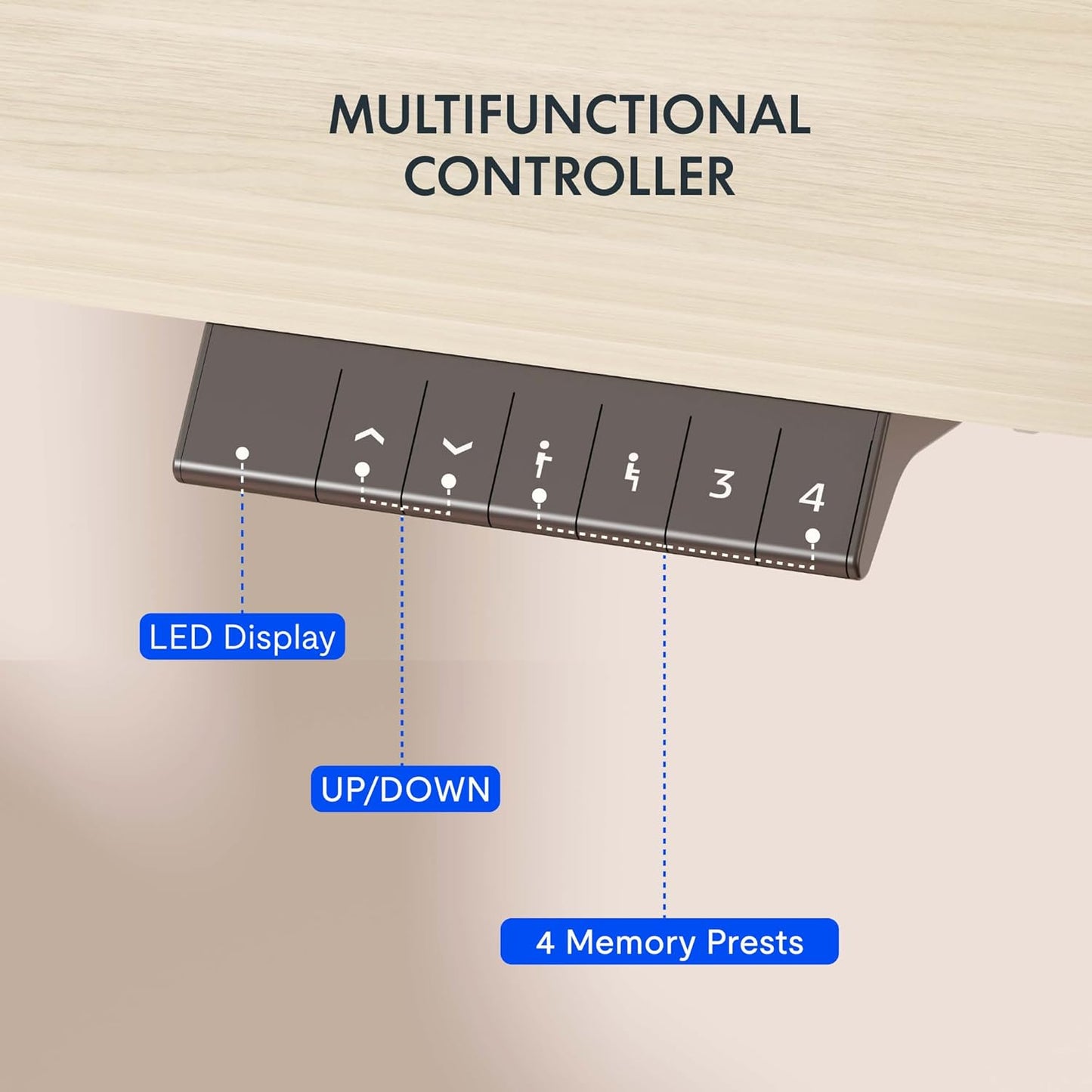 FLEXISPOT EN1 One-Piece Standing Desk, 55 x 28 Inches Electric Height Adjustable Desk for Home Office (White Frame + White Wood Grain Desktop)