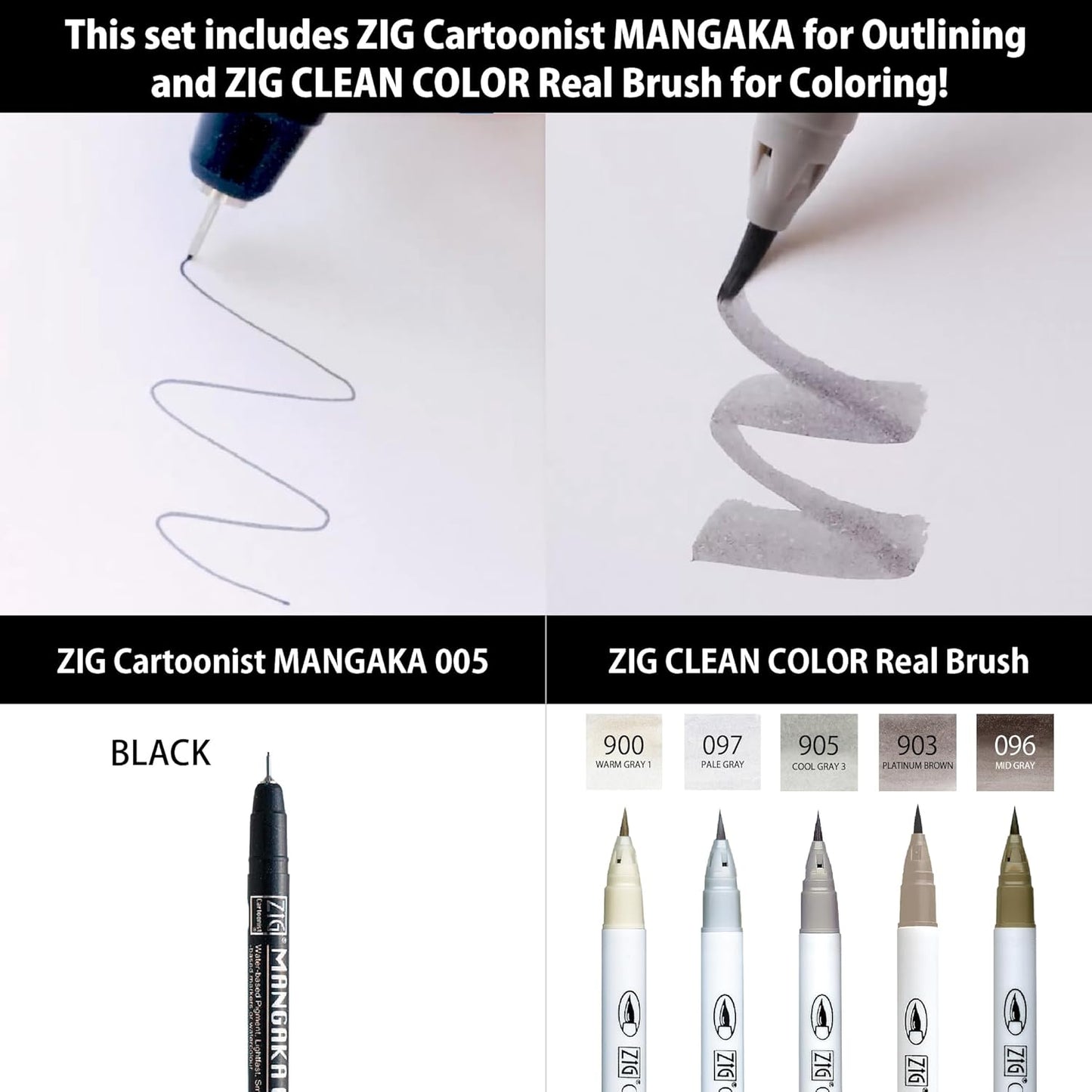 Kuretake Zig Inktober pen set, for Illustration, Manga Drawing, Lettering and Calligraphy, Professional Artist, Made in Japan (Special 24(6pcs.))