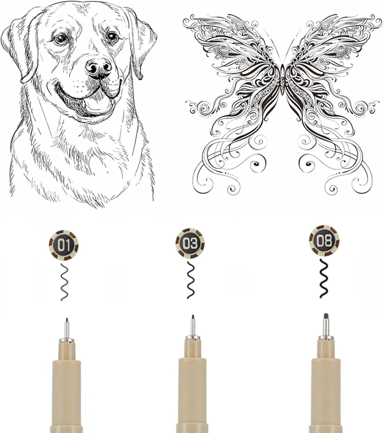 Micro Fineliner Set – 3 size Archival Ink pens for Technical Drawing, Anime & Sketching – Artists, Architects & Illustrators