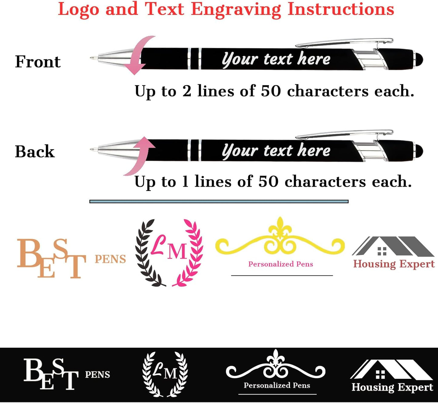 Personalized Pens with Name Logo or Message, Up to 1200 pcs Bulk Custom Metal Ballpoint Pen with Black Ink Customized Gift for Business, Graduation and Promotions (Dark Blue)